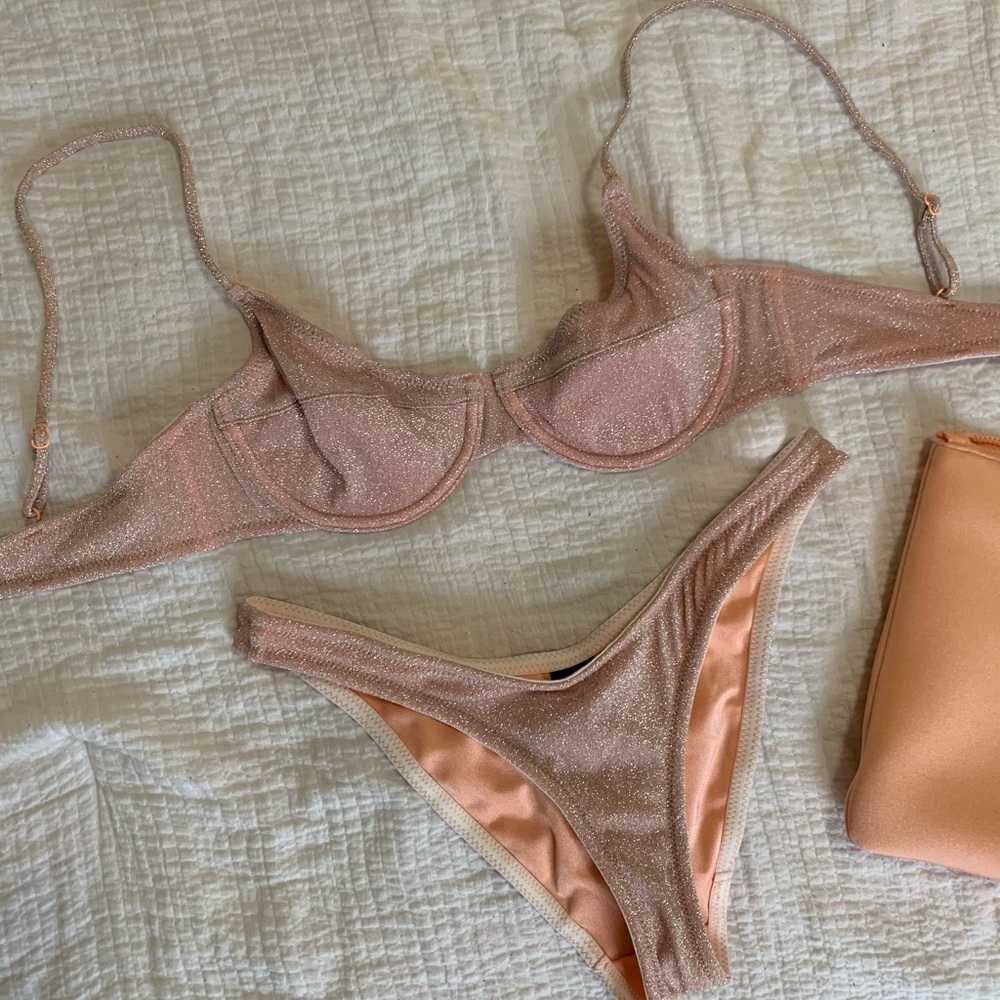 Pink Sparkly Triangl Bikini